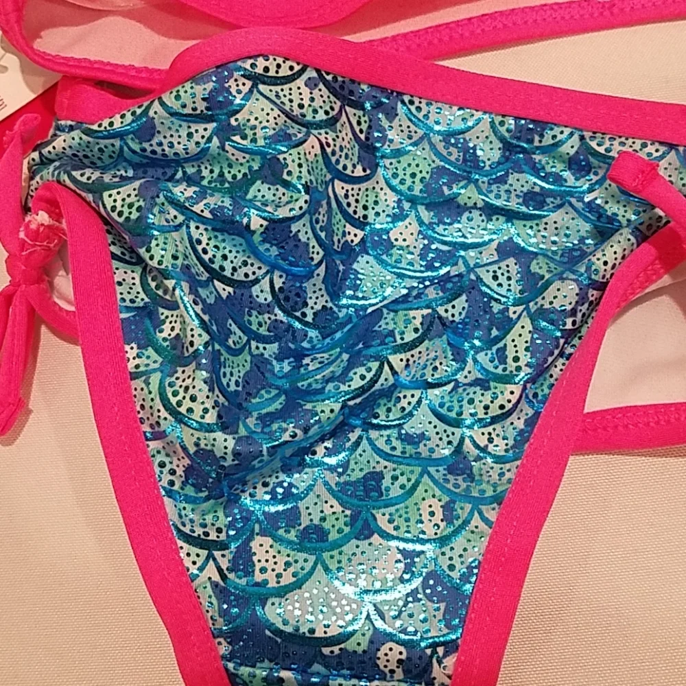 Pink Platinum Girl's Size 24 Months Mermaid Blue UV Ceritified Swim Bathing Suit